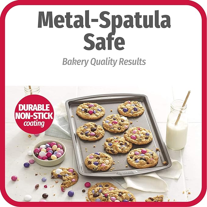 GoodCook Everyday Nonstick Carbon Steel 13” x 9” Baking Sheet Set, 3 Pack – Standard-Sized Carbon Steel Cooking Pans, Bakeware Set, Cookie Sheets for Baking, Oven Pan Set