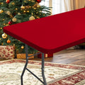 homing Rectangle Table Cloth Cover, Waterproof Polyester Elastic Fitted Tablecloth, Fits for 5 Foot Folding Tables, Washable Table Protector for Christmas, Holiday, Party (Red, 36" x 60")