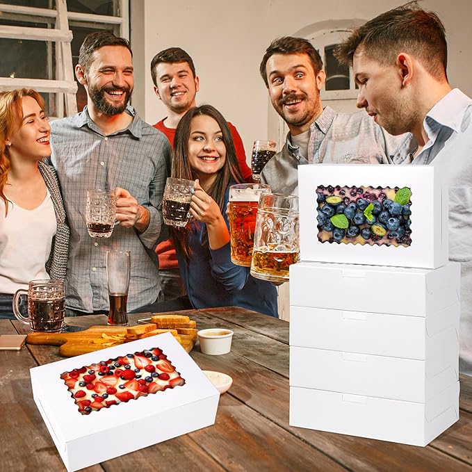 36 pcs Cookie Boxes,9x6x2.5 Inch Large Bakery Boxes with Window for Pies Chocolate Strawberries Muffins Donuts Pastry Dessert Christmas (White, 9 * 6 * 2.5inch/36pcs)
