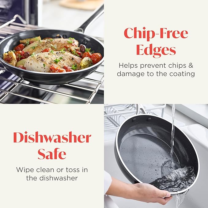 Orfeo 11” Nonstick Frying Pan, Made in Italy, Diamond Ceramic PFAS-Free Cookware, Induction Ready, Scratch Resistant, Laser-Fused Surface for Durability, Dishwasher Safe, Black