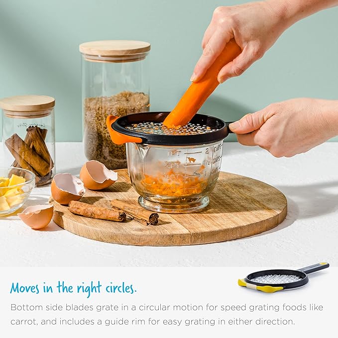 Dreamfarm Ograte Two-Sided Coarse Food & Vegetable Speed-Grater with Non-Slip Bowl Hook & Foot - 6mm Coarse Grater, Orange
