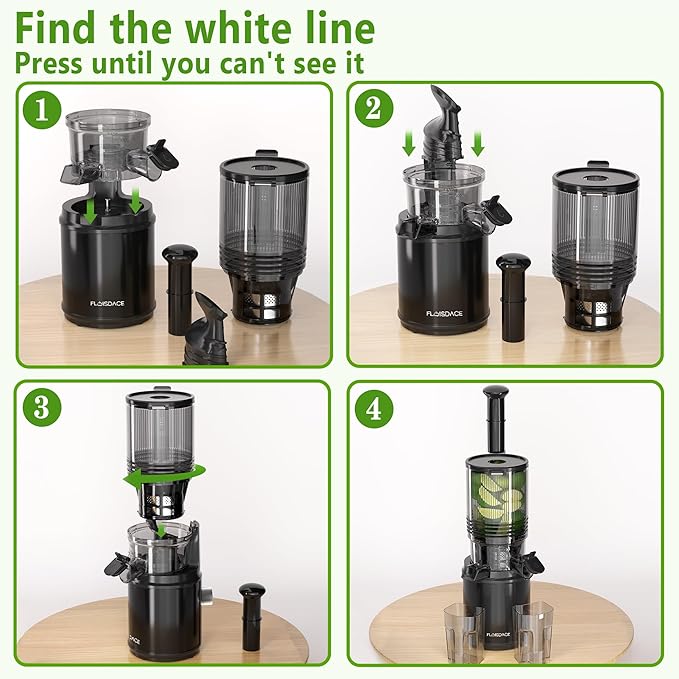Cold Press Juicer – 6.5" Extra Large Feed Chute Fit Hands-Free Electric Masticating Juicer Machine, 350W Slow Masticating Juicer Machine for Whole Fruit and Vegetables – Easy Cleanup & Assembly