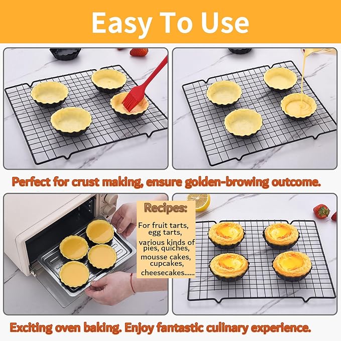 DATANYA Mini Tart Pans Removable Bottom 3 Inch, Carbon Steel Nonstick Quiche Pan Pie Tart Tin Mold, 0.8inches High for Baking Tartlets, Pies, Cakes, Cupcakes - Premium Champagne Gold 12PCS