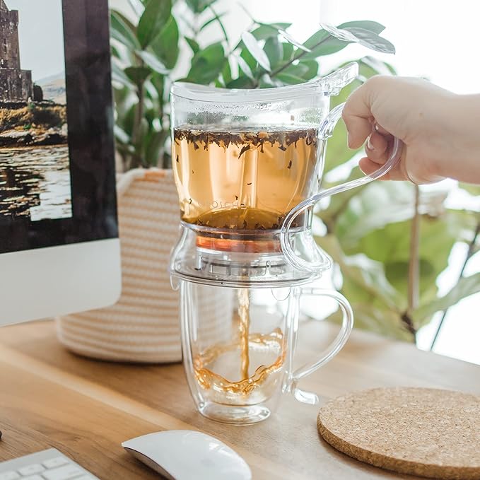 GROSCHE Aberdeen Tea Infuser Teapot & Smart Tea Maker - BPA-Free, Drip-Free Design | Coaster | Easy Brew | Easy Clean Steeper | Loose Leaf Brewing - Stylish Design | 17.7 oz - 1000 ml