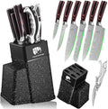 FULLHI 8pcs block Knife Set,chef's Knves Set with Block and Sharpener, Kitchen Knife Set,Multi-colour Handle, Gifts for Men Women