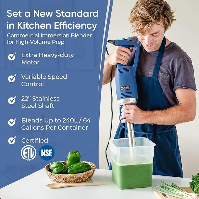 TK Commercial Immersion Blender, 750 Watt/1 HP Variable Speed Motor, 20,000 RPM X-Heavy Duty with Performance Assurance - 22"