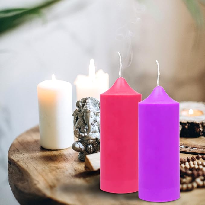 MILIVIXAY 2PCS Pillar Candle Mold -Height: 5.0inch,Diameter:2.0inch-30ft Long Wicks, 2pcs Wick Holders, a Mold Sealer and a Lead Wire Included as a Gift