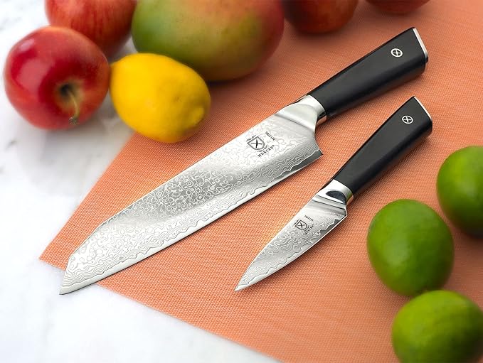 Mercer Culinary Premium Grade Super Steel 7-Inch Santoku and 3.5-Inch Paring Knife Set, G10 Handles