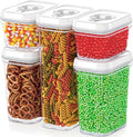 DWËLLZA KITCHEN Airtight Food Storage Containers with Lids - 5 Piece Set - Kitchen Accessories - Pantry Organization and Storage Containers for Food - Clear BPA-Free - Keeps Food Fresh & Dry