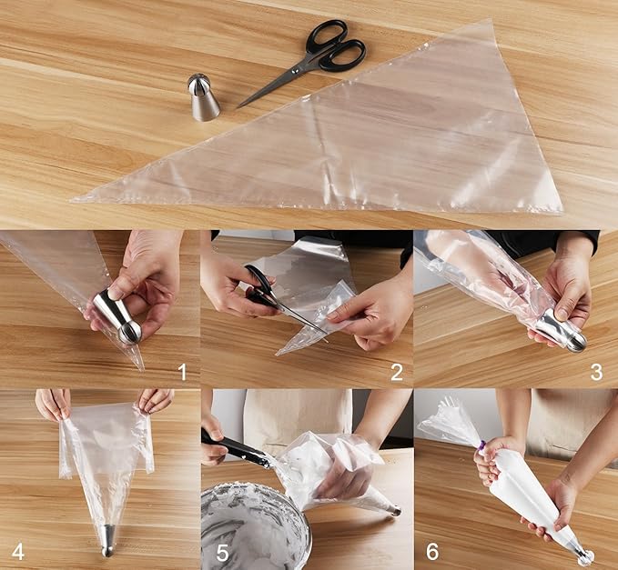 ilauke 100 Pack Cake Decorating Supplies 18 inch Piping Bags Disposable Thickened Large Pastry Bags with 4 Icing Bag Ties, Extra Thick Anti-Burst Piping Bags for Cookie