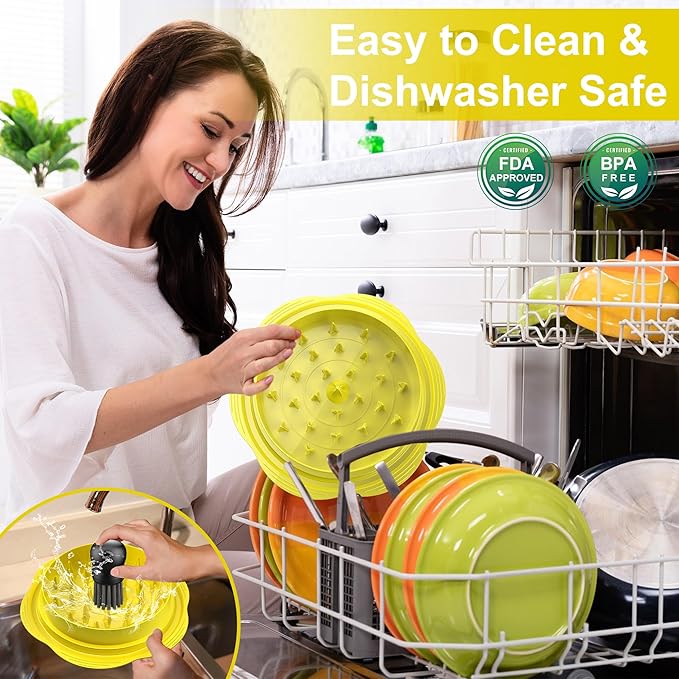 Chicken Shredder Large Chicken Breast Shredder Tool Twist with Brush&Fork, Visible Meat Shredder Machine, Anti-Slip Strip, Ergonomic Handle, BPA Free, Suitable for Pork Beef Chicken(Yellow)