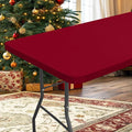 homing Rectangle Table Cloth Cover, Waterproof Polyester Elastic Fitted Tablecloth, Fits for 8 Foot Folding Tables, Washable Table Protector for Picnic, Camping, Outdoor (Wine Red, 30" x 96")