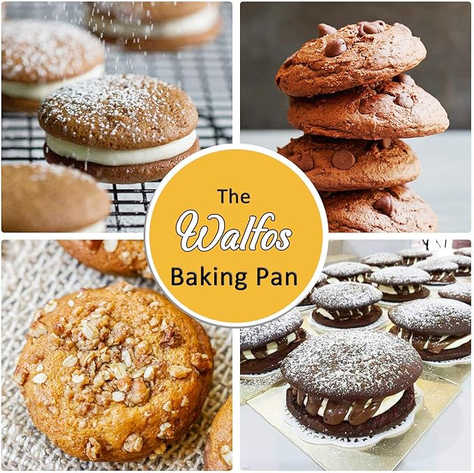 Walfos Silicone Whoopie Pie Baking Pans, 2 Pcs Non-Stick Muffin Top Pan. Food Grade and BPA Free Silicone, Great for Muffin, Eggs, Tarts and More, Dishwasher Safe