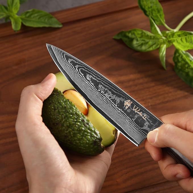 Wakoli ESE 3-Piece Damascus Knife Set – Professional Chef’s Knives | 67-Layer VG10 Core Steel | Ergonomic Pakkawood Handles | Premium Kitchen Knives in Wooden Gift Box