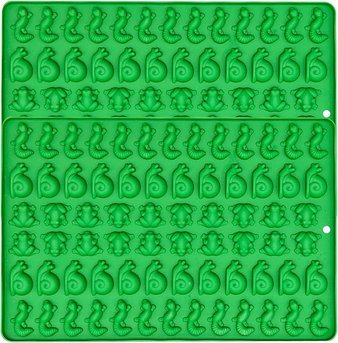 2 Pack Mini Silicone Molds Frog, Lizard, Snails Gummy Molds for Chocolate, Fondant, Candy, Biscuits, Cookie, Jelly and Dog Training Commands Concept(Snail/Frog/Lizard)