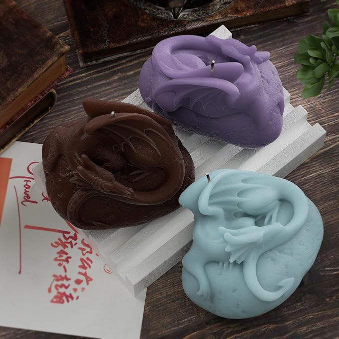 Flying Stone Dragon Animal Cylinder Candle & Resin Mold - Resin Casting Silicone Molds for Home Decor & Candle Making Wave Spiral Mold