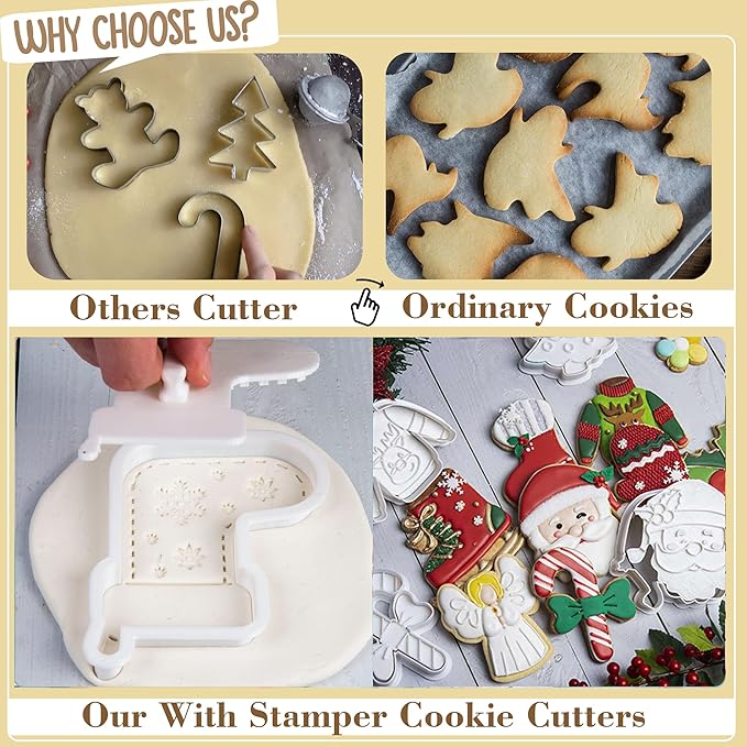 Flycalf Christmas Cookie Cutters Truck With Christmas Tree Shapes Fall Holiday PLA Baking Accessories Cutter Molds Gifts for Kids Decorative Party 3" Kitchen Cake Supplies