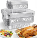 Notwoe® 40pc Disposable Aluminum Pans With Lids, 9x13 (20pc) And 8.2x5.7 Square (20pc) Combo Set, Disposable Baking and Cake Pan. (40 Pack w/Lids)