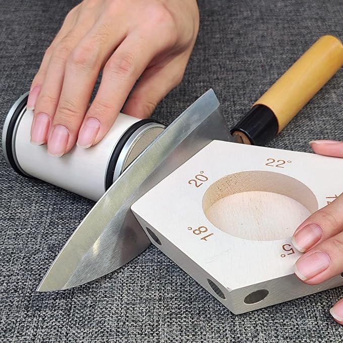 White Rolling Knife Sharpener, Professional Rolling Knife Sharpener Kit with 5 Magnetic Angle Offer 12/15/18/20/22° for Kitchen Knives (SET-A)