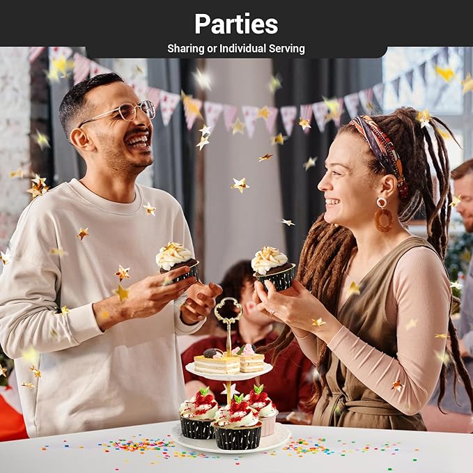 EUSOAR Aluminum Foil Baking Ramekins, 100pcs 5oz 125ml Muffin Liners with Lids, Silver, Both Disposable and Reusable, Perfect for Parties, Holidays, Celebrations