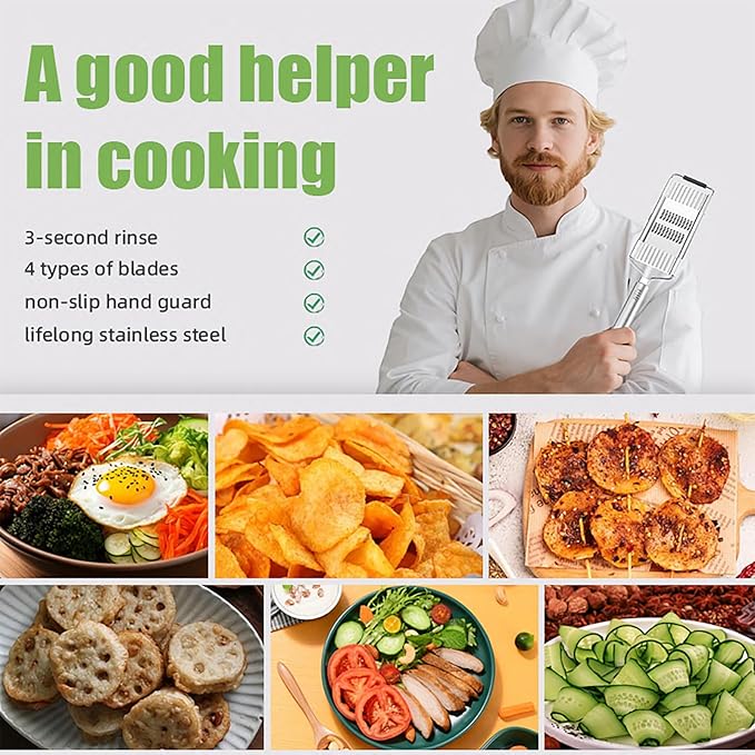 Grater Multifunctional 4 in 1 Handheld Cheese Grater, Professional Stainless Steel Cheese Graters for Kitchen, Durable, Dishwasher Safe, Easy To Use and Clean Essential Kitchen Gadgets