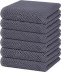 Homaxy 100% Cotton Waffle Weave Kitchen Dish Towels, Ultra Soft Absorbent Quick Drying Cleaning Towel, 13 x 28 Inches, 6-Pack, Dark Grey