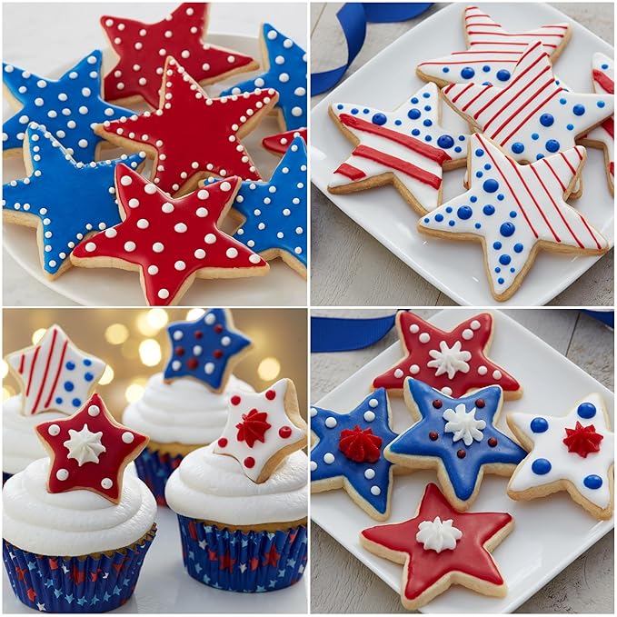 Cake Mate Patriotic Decorating Kit – Red & Blue Decorating Sugar (2.25 oz), Red, White & Blue Sprinkles (1.75 oz), Red, White & Blue Cookie Icing (7 oz) – Cookie, Cake, Cupcake & Dessert Decorating