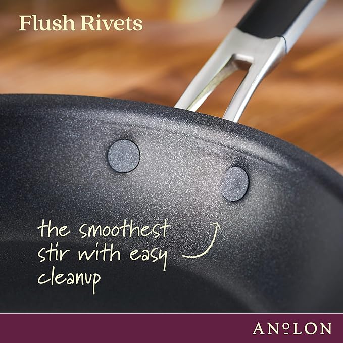 Anolon 87538 Smart Stack Hard Anodized Nonstick Frying Pan / Fry Pan / Hard Anodized Skillet - 12 Inch, Black