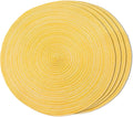 FunWheat Round Braided Placemats Set of 4 Place mats for Dining Tables Woven Heat Resistant Table Mats 15 inch (E Yellow, 4pcs)