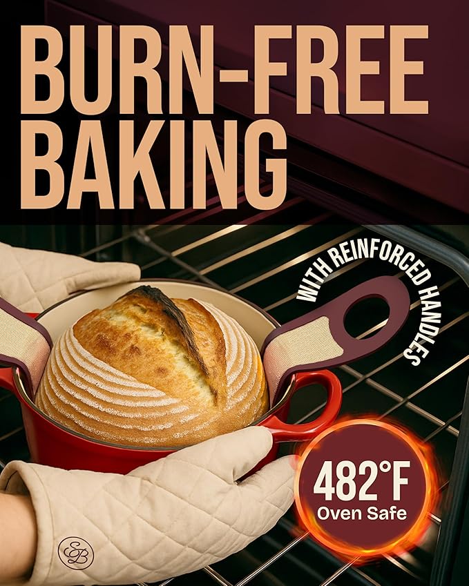 Pro Silicone Bread Sling 2 Pcs - 9in set of 2 Round 482F Heat Resistant Dough Lifter, Non-Stick Dutch Oven Liners, Long Handles, Reusable Sourdough Bread Baking Supplies, Sourdough Gifts