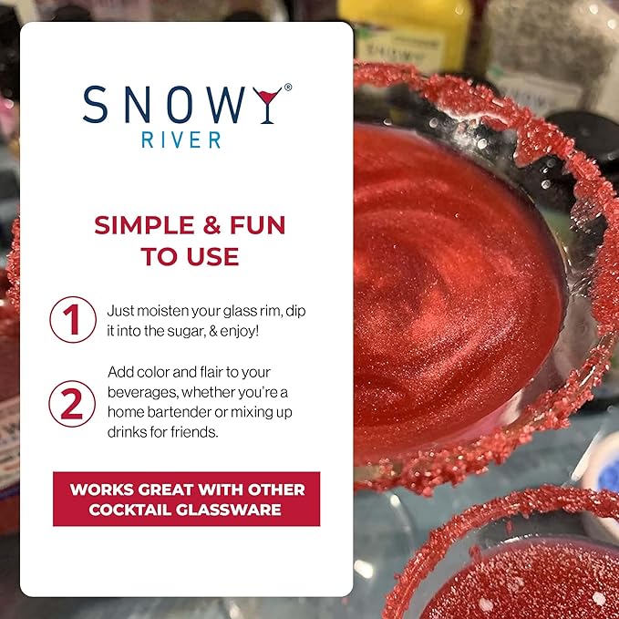 Snowy River Red, Cocktail & Margarita Sugar Rimmer - Vibrant Color Glass Rimming Sugar with Medium Crystal Texture - 80oz