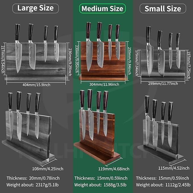 FULLHI Kitchen Magnetic Knife Block Holder, Knife Magnetic Strip with Enhanced Magnets natural wood Multifunctional Storage Holder for Kitchen Utensil, Knife Set, Scissors,Spice Ja