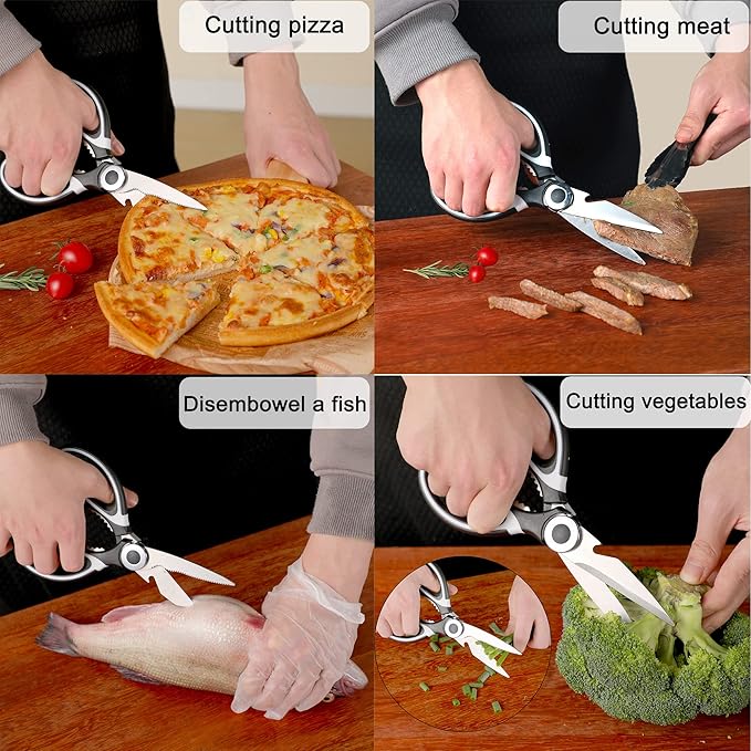 Kitchen Scissors 3 Pack - Replacement - Stainless Steel Cooking Shears for Cutting Meat, Food, Fish, Poultry Multipurpose Sharp Sissors for Dishwasher Safe, 8.3 Inch