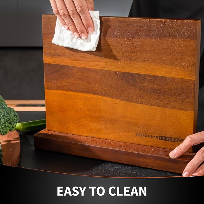 Magnetic Knife Block, Acacia Wood Magnetic Knife Holder for Kitchen Counter Universal Knife Block Without Knives (12 x 10)