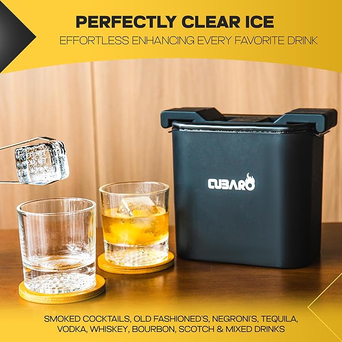 2.4" Patterned Clear Ice Cube Maker – Premium Textured Square Ice Mold with Hard Shell Case & Bonus Freezer Bag – Crystal Clear Ice with Lattice Detail for Whiskey & Cocktails