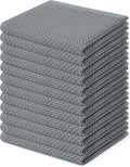Homaxy 100% Cotton Waffle Weave Kitchen Dish Cloths, Ultra Soft Absorbent Quick Drying Dish Towels, 12 x 12 Inches, 12-Pack, Grey