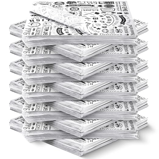 1400 Pcs 12 x 12 Inch Deli Wax Paper Sheets Grease Resistant Tray Basket Liners Newsprint Paper Water and Grease Proof Sandwich Wrapping Square Hot Dog Wrappers for Food Baking (White)