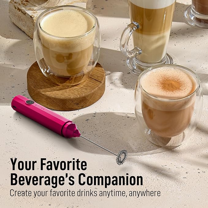 Frother Portable & Compact Handheld Foam Maker Lattes, Cappuccinos (Dragonfruit, Froth N Go)
