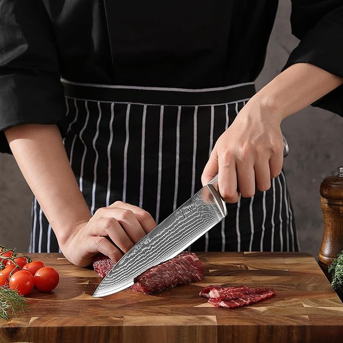 Wakoli EDIS Damascus 5-Piece Knife Set – Japanese Style Kitchen Knives | Genuine Damascus Steel Blades with VG10 Core | Ergonomic Micarta Handles | Professional Chef Knife Set in Gift Box