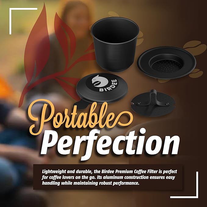 Birdee Phin Coffee Filter Set – Pack of 2, 6 oz Aluminum Black Vietnamese Coffee Maker