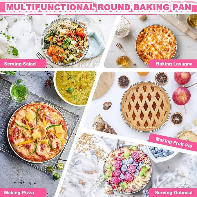 6 Inch Cake Pan Set of 2, Stainless Steel Round Layer Cake Baking Pans Tins, Non-Toxic & Healthy, Leak-proof & Easy Clean & Dishwasher Safe