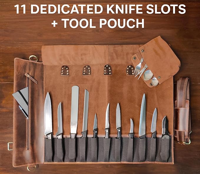 Rustic Town Genuine Leather Chef Knife Roll All Purpose Chef Roll