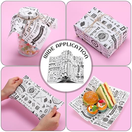 600 Pcs 12 x 12 Inch Deli Wax Paper Sheets Grease Resistant Tray Basket Liners Newsprint Paper Water and Grease Proof Sandwich Wrapping Square Hot Dog Wrappers for Food Baking (White)