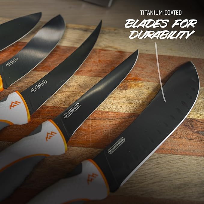 OUTDOOR EDGE ErgoMax 6-Piece Professional Game Processing Knife Set - Caping & Boning Knives, Skinning Knife, Butcher, Elite Big Game, Elk & Deer Hunting Gear, Perfect Field Dressing Knife Set