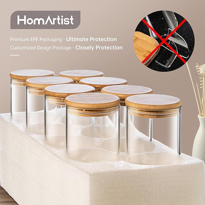 Extra Large Glass Flour and Sugar Storage Containers with Airtight Lids,132 floz x2 [Set of 2] Big Glass Jars with Bamboo Lids, Air Tight Food Storage Jars for Cereal, Pasta, Rice, Coffee
