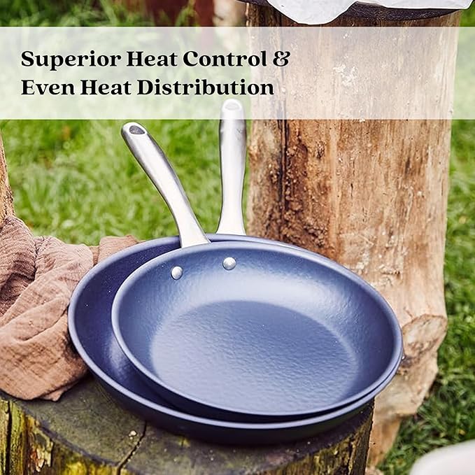 Alva Black Angus 9.5 & 11” Carbon Steel Frying Pan Set – Naturally Nonstick, PFAS-Free & Toxin-Free, Oven & Induction Safe, Chef-Grade Heat Control, Built to Last a Lifetime, Designed in Belgium