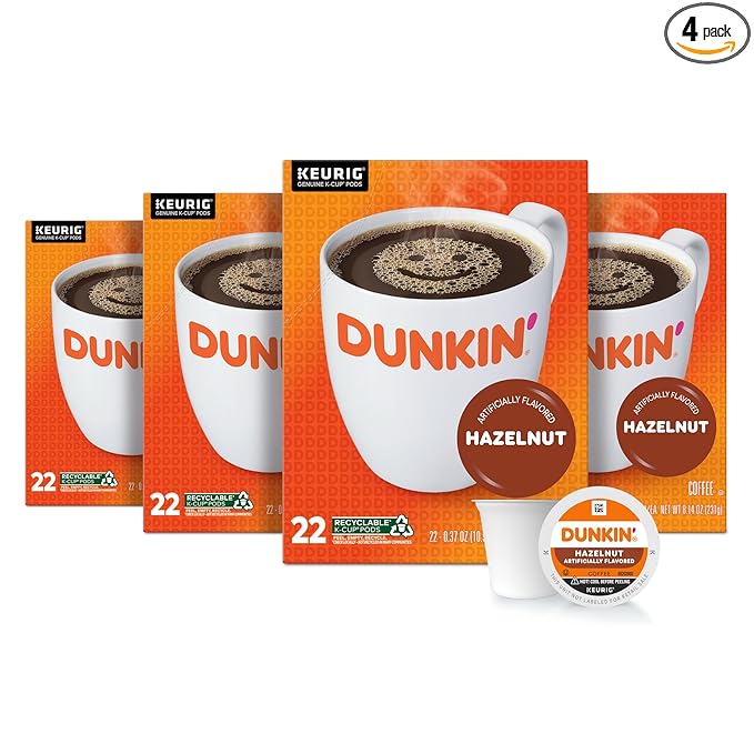 Dunkin' Hazelnut Flavored Coffee, 88 Keurig K-Cup Pods