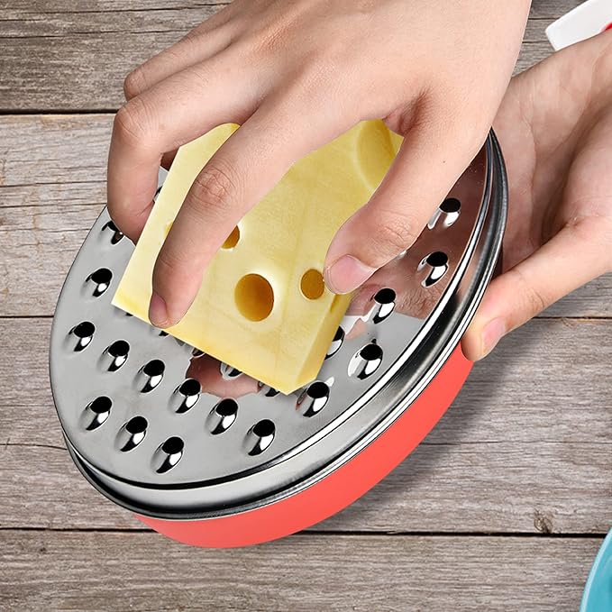Cheese Grater Akamino Grater Lemon with Food Storage Container & Lid Grinder Grater for kitchen - Perfect For Hard Parmesan，Ginger, Vegetables, Butter (Red)
