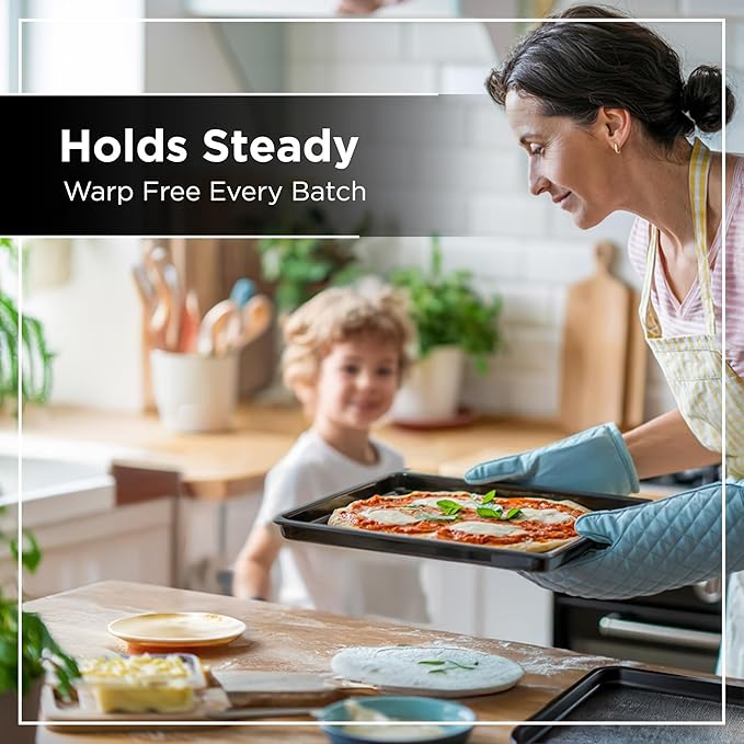 Wrenbury Jelly Roll Pan 15x10 - Carbon Steel DuraQuartz Non Toxic Large Baking Sheet - ⅔ Sheet Pan for Cookies