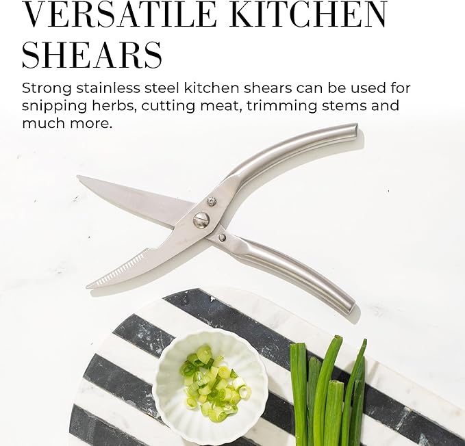 White Knife Set with Block – 14-Piece Forged Stainless Steel Knives with Triple Rivet Handles, Heavy-Duty Kitchen Shears, and Self-Sharpening Knife Block – Durable White Kitchen Accessories